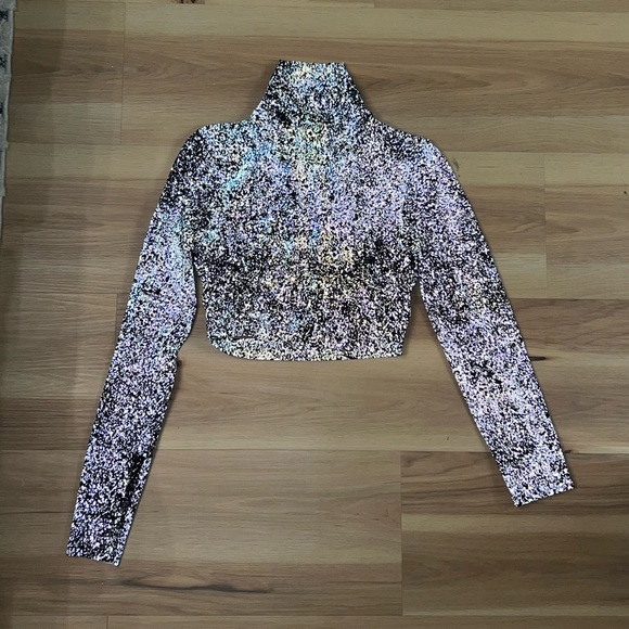 RARE Lululemon labs splatter t-neck size 6 reflective - Picture 2 of 7